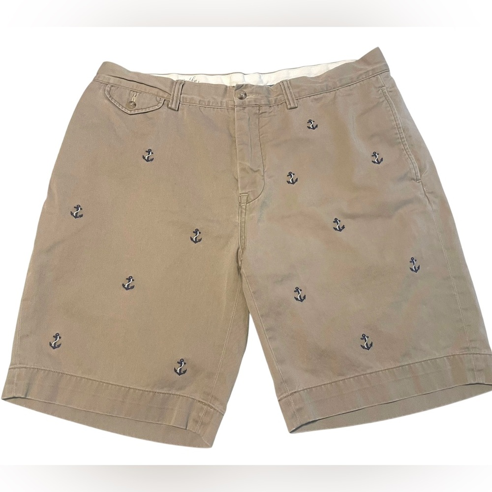 Polo Ralph Lauren Bedford Chino Shorts w/ Anchors Khaki Cotton Size 35